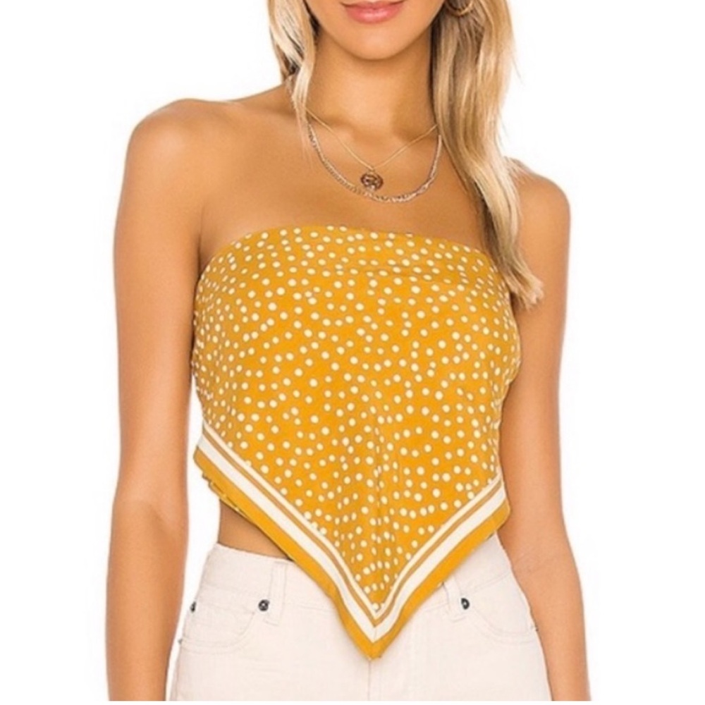 Cleobella scarf Polka Dot Strapless Yellow Top NWOT